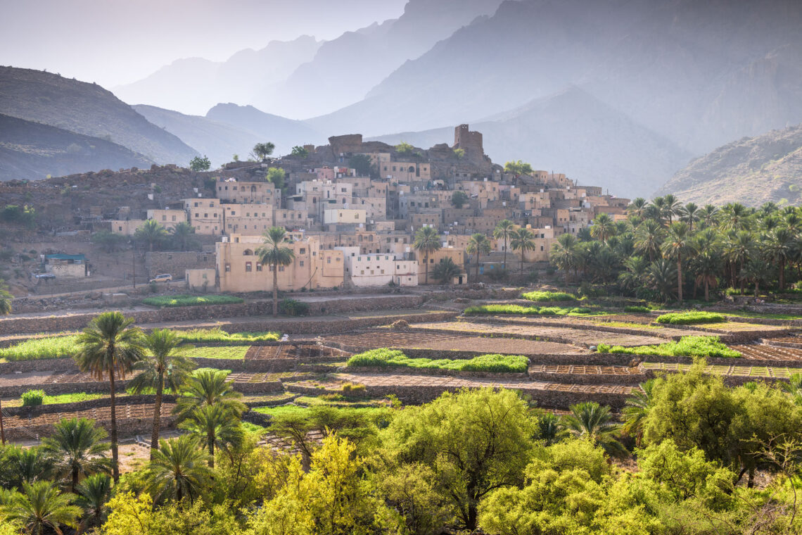Oman Fotoreise. Malerischen Dörfchens Bilad Sayt